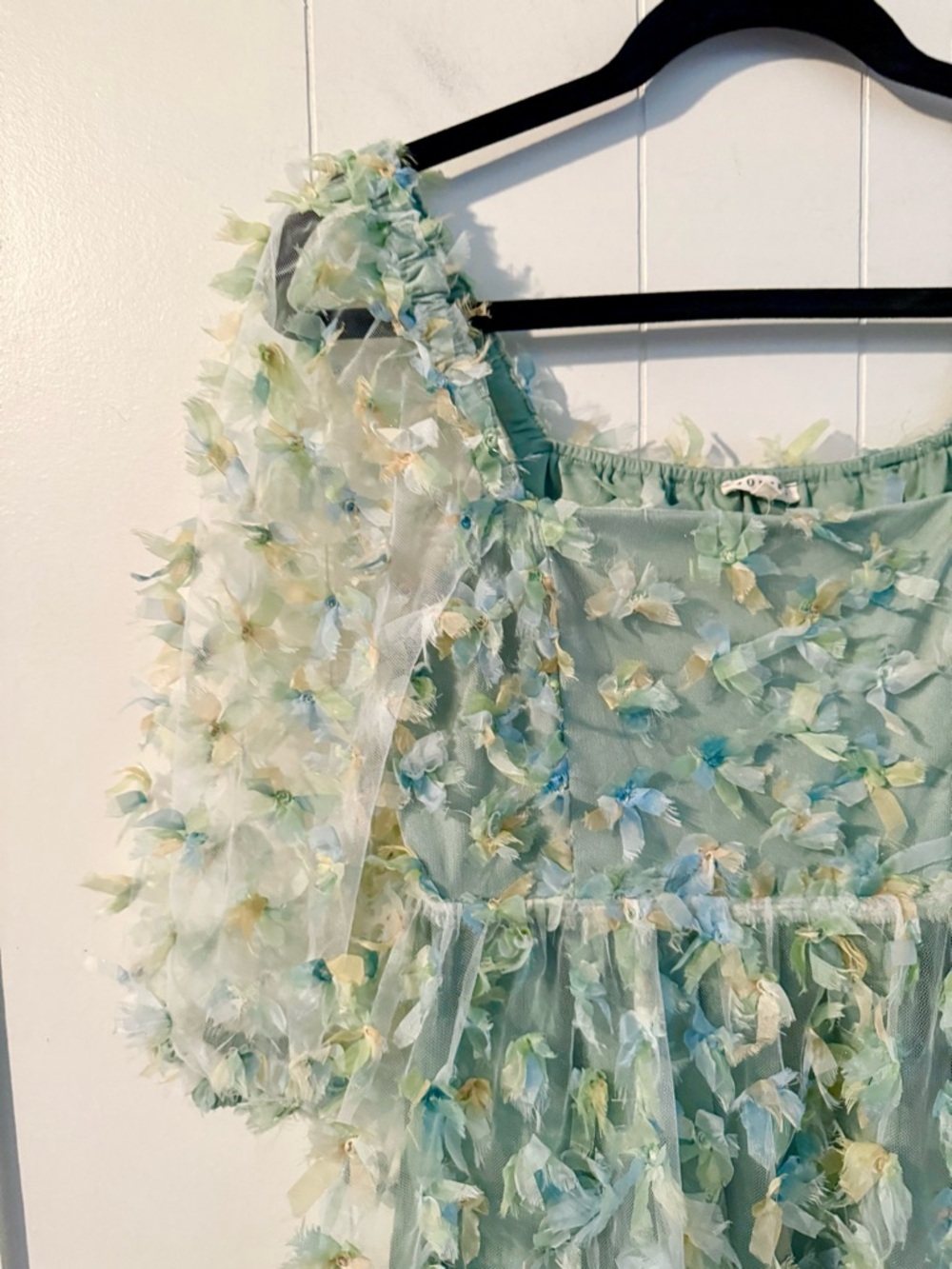 JODIFL Women’s Sheer Dramatic Puff Sleeve Babydoll Fairy Whimsy Green, Size S - Picture 2 of 9